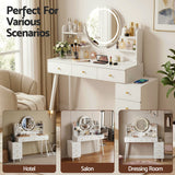 Artiss Dressing Table Vanity Desk LED Charging Station White - Extra Image