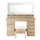 Artiss Dressing Table Makeup Vanity Desk Large LED Mirror 10 Drawers Power Outlet Hair Dryer Holder Hook Wood - 45-Degree Angle