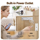 Artiss Dressing Table Makeup Vanity Desk Large LED Mirror 10 Drawers Power Outlet Hair Dryer Holder Hook Wood - Low Angle