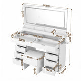 Artiss Dressing Table Makeup Vanity Desk Large LED Mirror 10 Drawers Power Outlet Hair Dryer Holder Hook White - Top-Down View