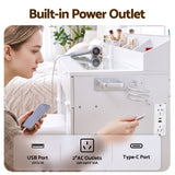 Artiss Dressing Table Makeup Vanity Desk Large LED Mirror 10 Drawers Power Outlet Hair Dryer Holder Hook White - Low Angle