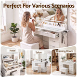 Artiss Dressing Table Makeup Vanity Desk Large LED Mirror 10 Drawers Power Outlet Hair Dryer Holder Hook White - Extra Image
