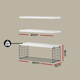 Artiss Floating Wall Shelf Set of 3 White - Front View