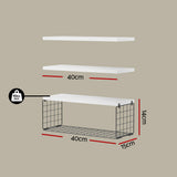Artiss Floating Wall Shelf Set of 3 White - Front View