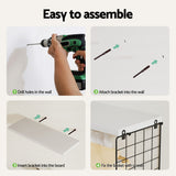 Artiss Floating Wall Shelf Set of 3 White - Rear View