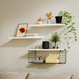 Artiss Floating Wall Shelf Set of 3 White - Close-Up Angle