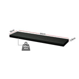 Artiss Floating Wall Shelf Set of 2 Black 90CM - Front View