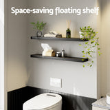 Artiss Floating Wall Shelf Set of 2 Black 90CM - Top-Down View