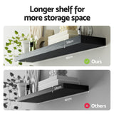 Artiss Floating Wall Shelf Set of 2 Black 90CM - Rear View