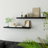 Artiss Floating Wall Shelf Set of 2 Black 90CM - Close-Up Angle