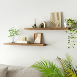 Artiss Floating Wall Shelf Set of 2 Wood 90CM - Close-Up Angle