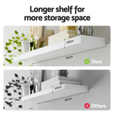 Artiss Floating Wall Shelf Set of 2 White 90CM - Rear View