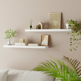Artiss Floating Wall Shelf Set of 2 White 90CM - Close-Up Angle