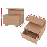 Artiss Bedside Table 1 Drawer - Pine - Front View