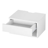 Modern White Floating Nightstand with Drawer and Open Shelf - Top-Down View