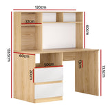 Artiss Computer Desk Office Study Desks Table Bookshelf Drawer - Front View
