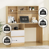 Artiss Computer Desk Office Study Desks Table Bookshelf Drawer - 45-Degree Angle