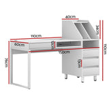 Artiss Computer Desk Office Study Desks Table Drawer Bookshelf - Front View