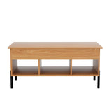 Artiss Coffee Table Lift-top Oak - Side View