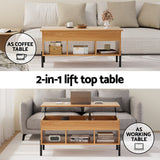 Artiss Coffee Table Lift-top Oak - Top-Down View