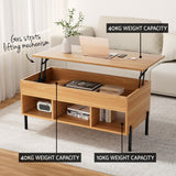 Artiss Coffee Table Lift-top Oak - Rear View