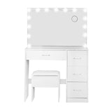 Artiss Dressing Table Set Stool 15 Led Bulbs White Darcy - 45-Degree Angle