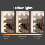 Artiss Dressing Table Set Stool 15 Led Bulbs White Darcy - Rear View