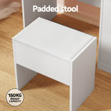 Artiss Dressing Table Set Stool 15 Led Bulbs White Darcy - Low Angle