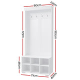 Artiss Shoe Rack Cabinet Hall Tree Coat Rack 180CM White - Top-Down View