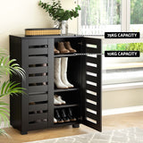 Artiss Shoe Rack Storage Cabinet 20 Pairs 5-tier Black Alster - Rear View