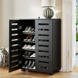 Artiss Shoe Rack Storage Cabinet 20 Pairs 5-tier Black Alster - Close-Up Angle