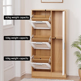 Artiss Shoe Rack Cabinet Mirror White - Low Angle