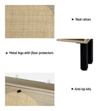 Artiss Shoe Rack Cabinet 2 Drawers Rattan 6 Pairs - Close-Up Angle