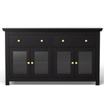 Artiss Buffet Sideboard Storage Cabinet Kitchen Cupboard Clear Door Drawer Black