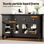 Artiss Buffet Sideboard Storage Cabinet Kitchen Cupboard Clear Door Drawer Black