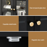Artiss Buffet Sideboard Storage Cabinet Kitchen Cupboard Clear Door Drawer Black - Extra Image