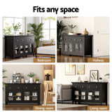 Artiss Buffet Sideboard Storage Cabinet Kitchen Cupboard Clear Door Drawer Black - Extra Image
