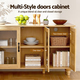 Artiss Buffet Sideboard Storage Cabinet Kitchen Cupboard Faux Drawer 150CM Pine - Rear View
