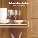 Artiss Buffet Sideboard Storage Cabinet Kitchen Cupboard Faux Drawer 150CM Pine - Close-Up Angle