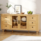 Artiss Buffet Sideboard Storage Cabinet Kitchen Cupboard Faux Drawer 150CM Pine - Low Angle