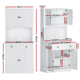 Artiss Buffet Sideboard Cabinet Cupboard Pantry Storage Shelves Hutch White - Top-Down View