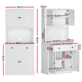 Artiss Buffet Sideboard Cabinet Cupboard Pantry Storage Shelves Hutch White - Side View