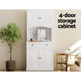 Artiss Buffet Sideboard Cabinet Cupboard Pantry Storage Shelves Hutch White - 45-Degree Angle