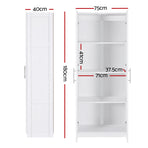 Artiss white 2 door buffet sideboard cupboard cabinet, 180cm high, magnetic door catches
