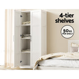 Artiss 2 Door Buffet Sideboard Cupboard Cabinet Pantry White - Close-Up Angle