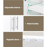 Artiss 2 Door Buffet Sideboard Cupboard Cabinet Pantry White - Low Angle