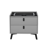 Artiss Smart Bedside Table with Wireless Charging - AIKA Grey - Side View