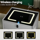 Artiss Smart Bedside Table with Wireless Charging - AIKA Grey - Top-Down View