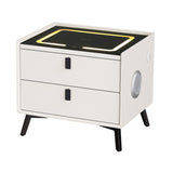 Artiss Smart Bedside Table 2 Drawers with Wireless Charging Ports LED White AIKA - Close-Up Angle