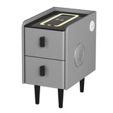 Artiss Smart Bedside Table 2 Drawers with Wireless Charging Ports LED Grey AIDA - Close-Up Angle
